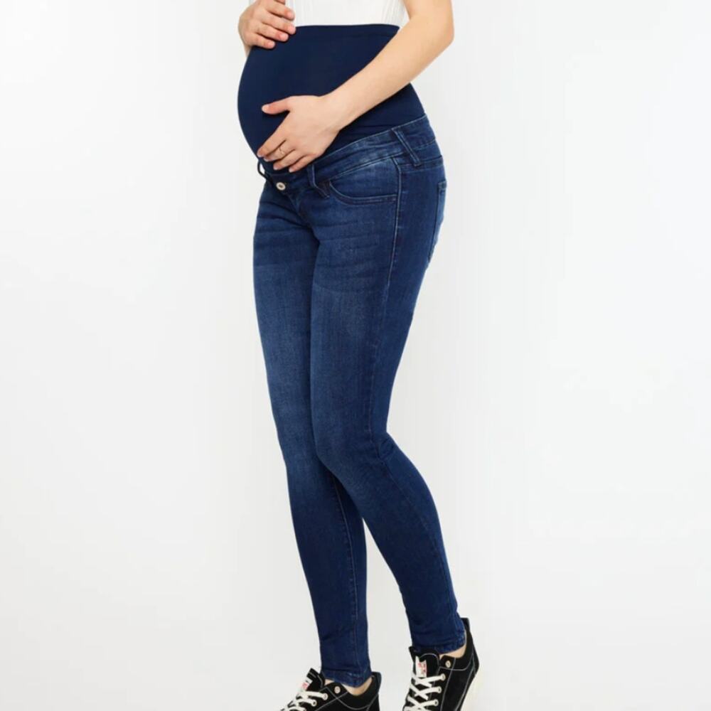 KanCan Aviva Maternity Over the Belly Ankle Skinny Jeans 32x29 Dark Blue Wash